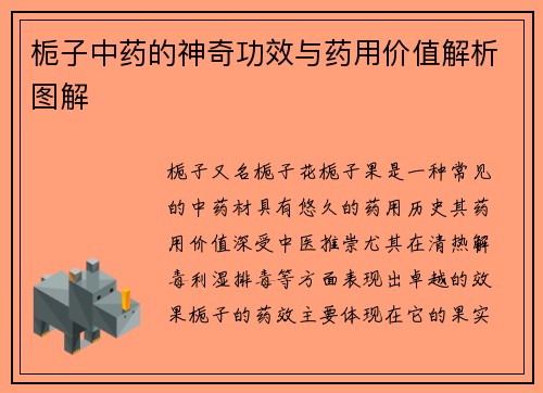 栀子中药的神奇功效与药用价值解析图解